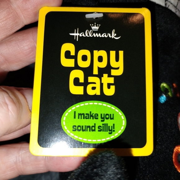 Rare Hallmark Talking Repeating “COPY CAT” Plush Black Cat 10” - Picture 2 of 7